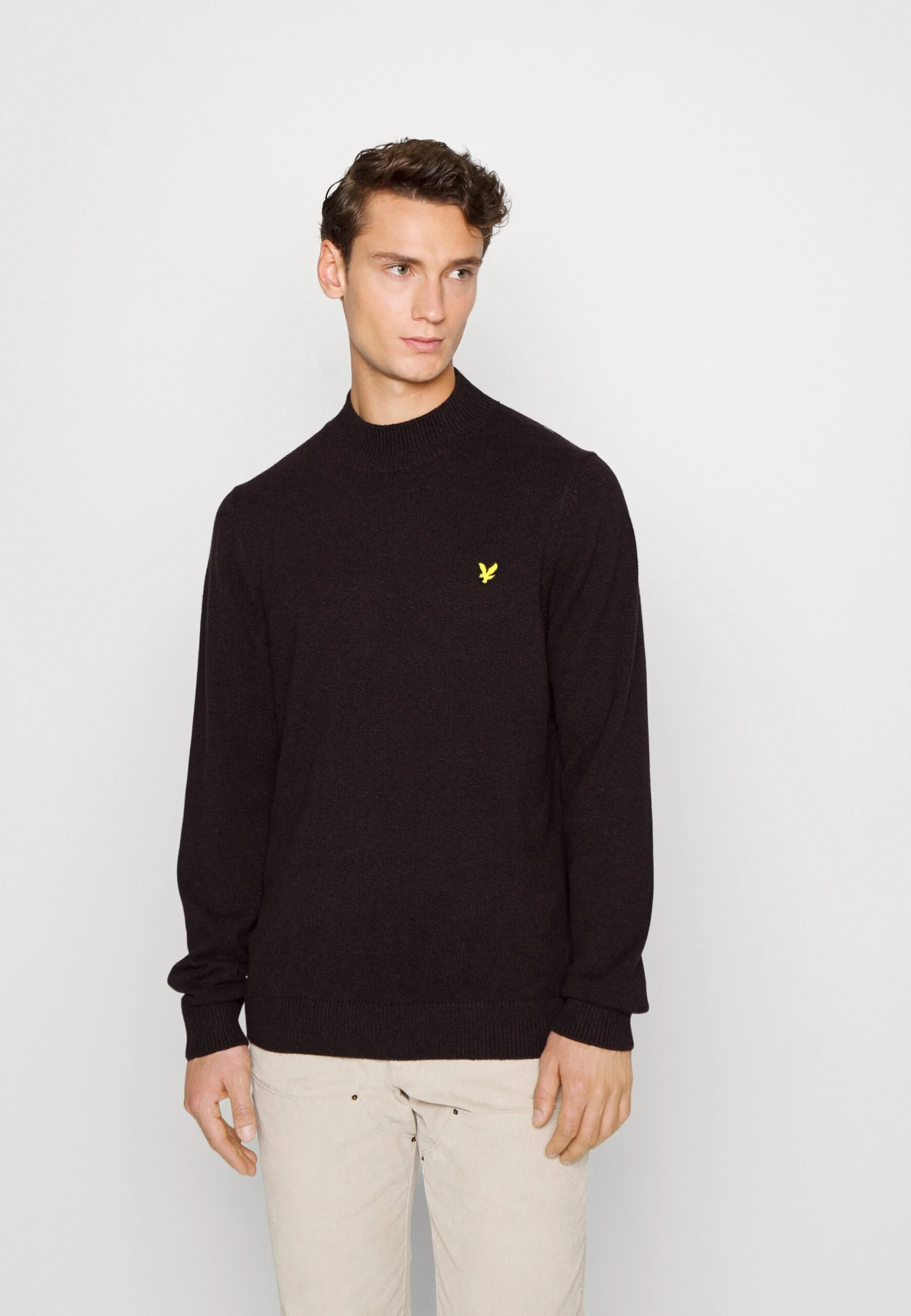 Lyle & Scott Mouline Roll Neck Jumper - Trui - Beetroot/Jet Black 1 Lyle & Scott Mouline Roll Neck Jumper - Trui - Beetroot/Jet Black
