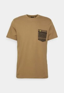 Lyle & Scott Grid Pocket - T-Shirt Print - Camel Bronze/Jet Black