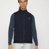 Lyle & Scott Check Quilt Back Fleece Gilet - Softshelljas - Dark Navy