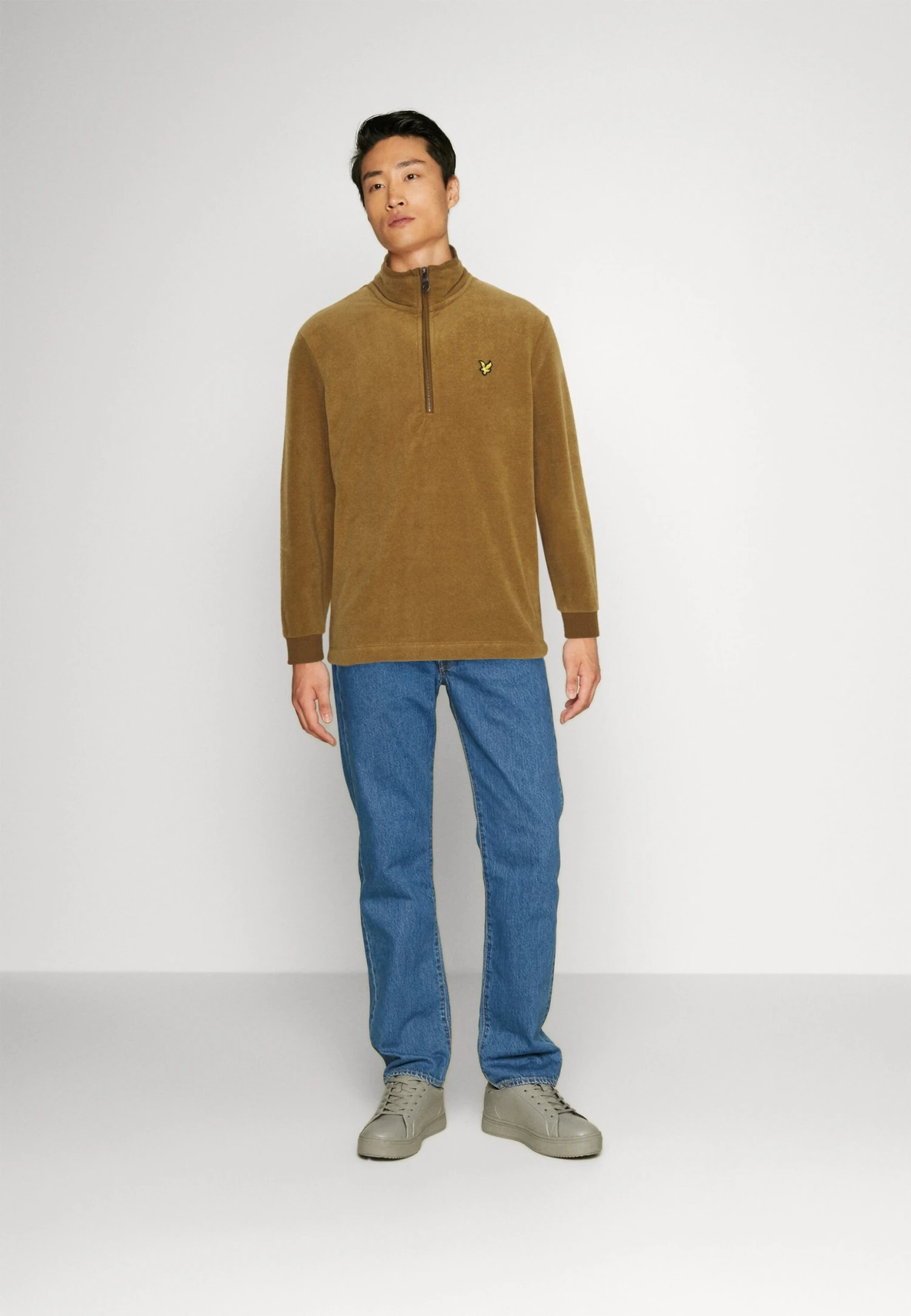 Lyle & Scott Quarter Zip - Fleece Trui - Camel Bronze 2 Lyle & Scott Quarter Zip - Fleece Trui - Camel Bronze - Afbeelding 2