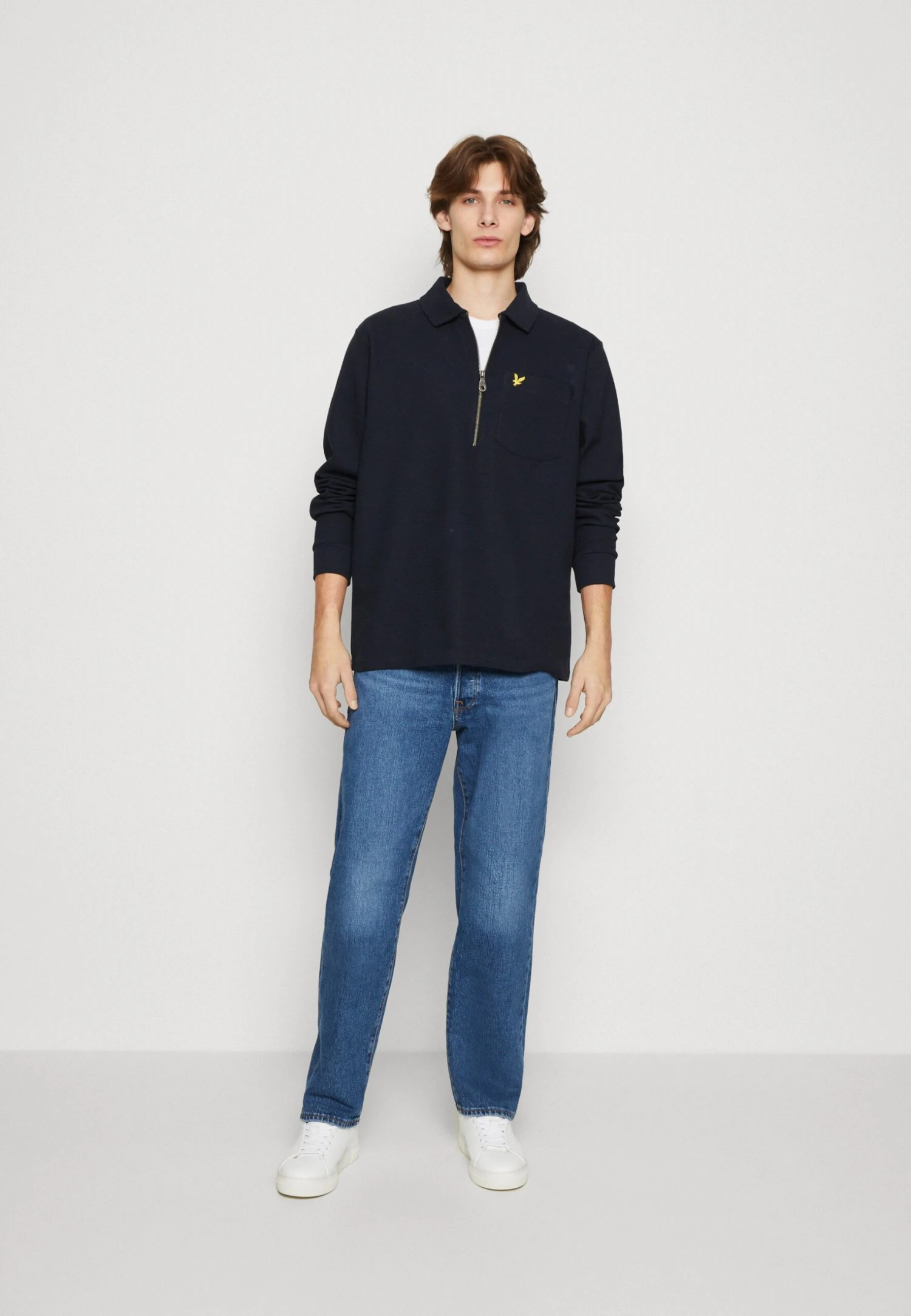 Lyle & Scott Crest Textured Quarter Zip - Poloshirt - Dark Navy 2 Lyle & Scott Crest Textured Quarter Zip - Poloshirt - Dark Navy - Afbeelding 2