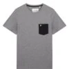 Lyle & Scott Contrast Pocket- T-Shirt Print -Mid Grey MarlJet Black