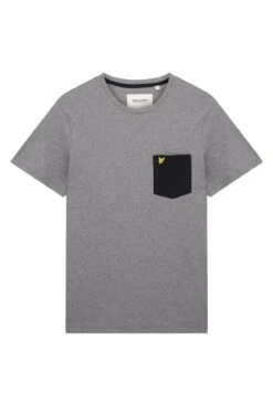 Lyle & Scott Contrast Pocket- T-Shirt Print -Mid Grey MarlJet Black