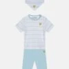 Lyle & Scott Wide Leg Joggers Tee And Bib Falls Set - T-Shirt Print - Light Blue