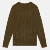 Lyle & Scott Cable Crew Jumper - Trui - Dark Olive