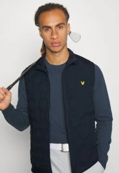 Lyle & Scott Check Quilt Back Fleece Gilet - Softshelljas - Dark Navy -Lyle & Scott Verkoop 7946d884cf254d42b9282622baca7971