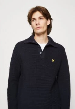 Lyle & Scott Chunky Button Neck - Trui - Dark Navy -Lyle & Scott Verkoop 7b55bcdec25349d280afcf2e2fe81a6c