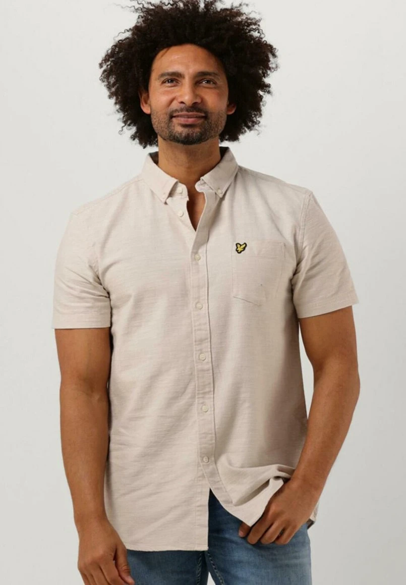 Lyle & Scott Slub Short Sleeve- G - Overhemd - Gebroken Wit 1 Lyle & Scott Slub Short Sleeve- G - Overhemd - Gebroken Wit