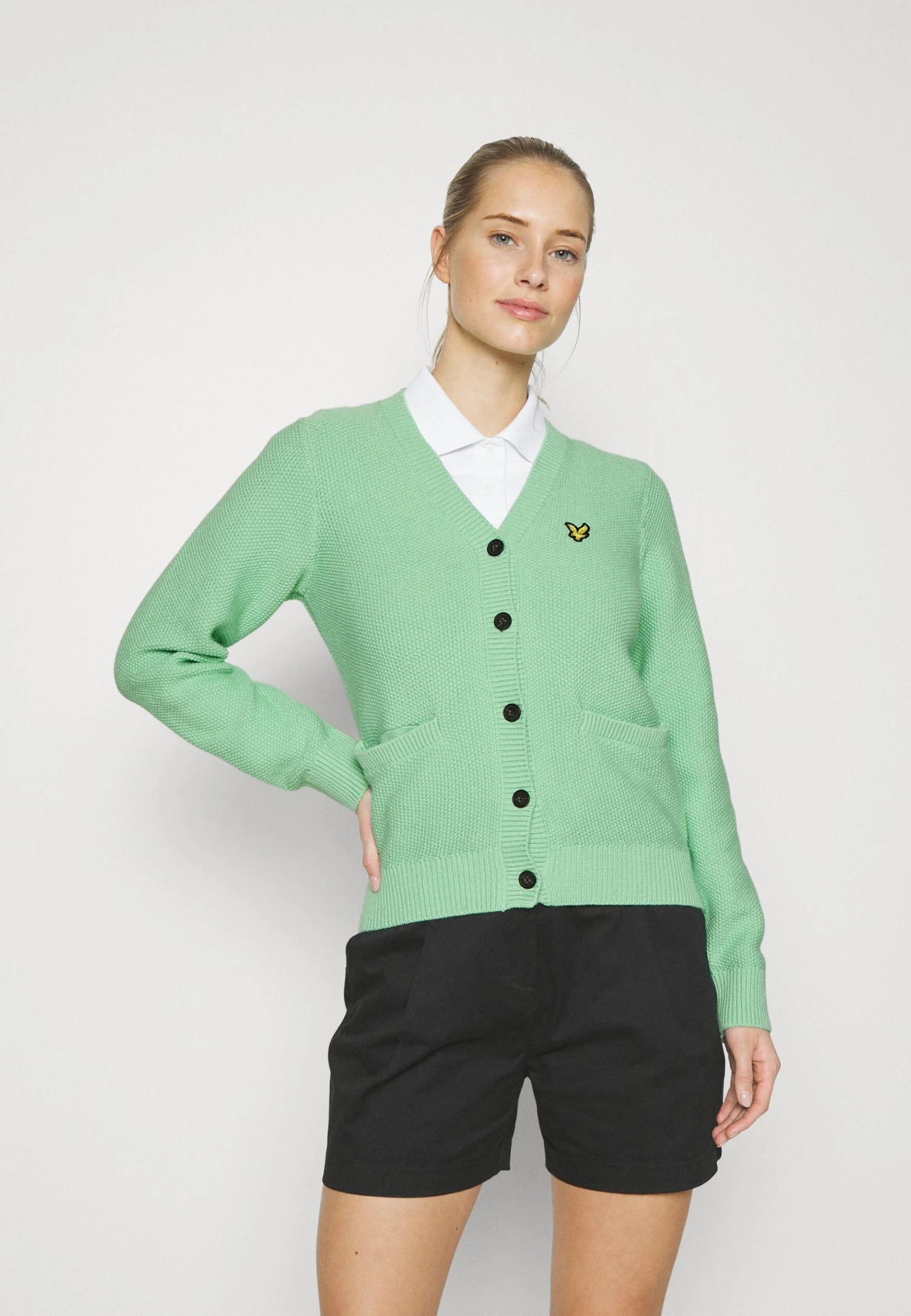 Lyle & Scott The Grace Cardigan - Sweater Met Rits - Pale Teal 1 Lyle & Scott The Grace Cardigan - Sweater Met Rits - Pale Teal