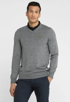 Lyle & Scott Golf V Neck - Trui - Mid Grey Marl
