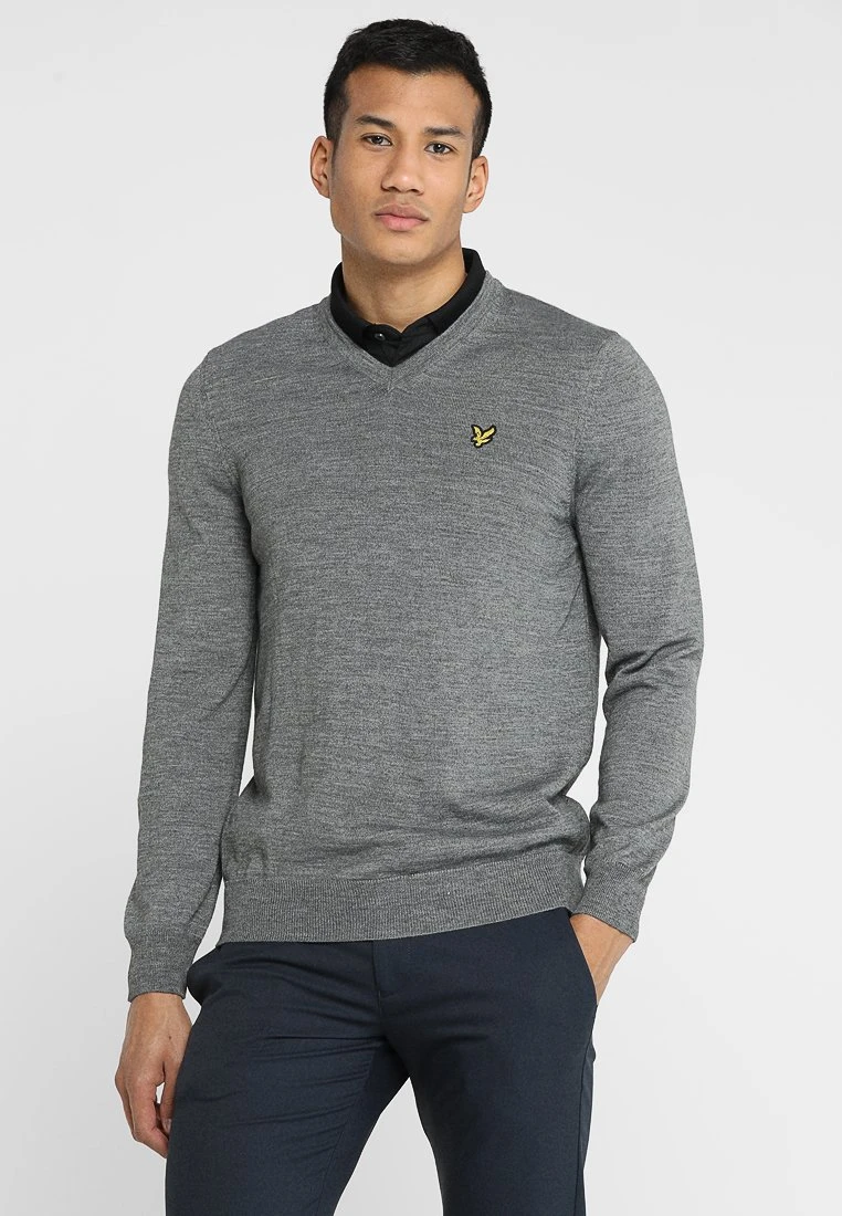 Lyle & Scott Golf V Neck - Trui - Mid Grey Marl 1 Lyle & Scott Golf V Neck - Trui - Mid Grey Marl