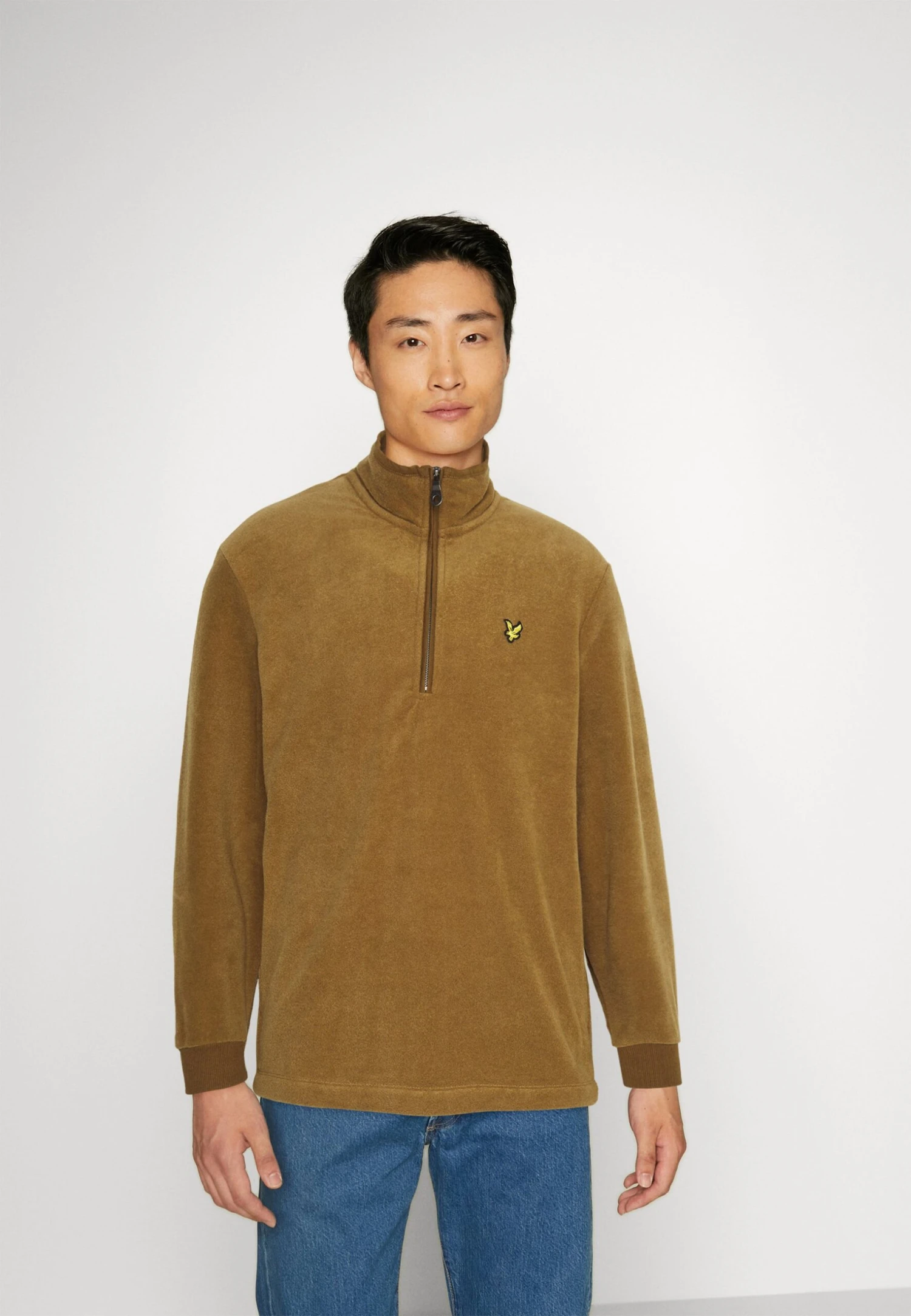 Lyle & Scott Quarter Zip - Fleece Trui - Camel Bronze 1 Lyle & Scott Quarter Zip - Fleece Trui - Camel Bronze