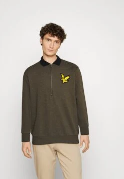 Lyle & Scott Block Zip Track - Sweater - Olive Marl
