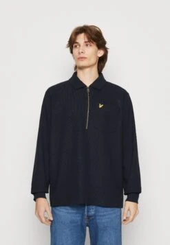Lyle & Scott Crest Textured Quarter Zip - Poloshirt - Dark Navy