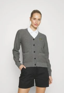 Lyle & Scott Verkoop 22 Lyle & Scott The Grace Cardigan - Sweater Met Rits - Mid Grey Marl