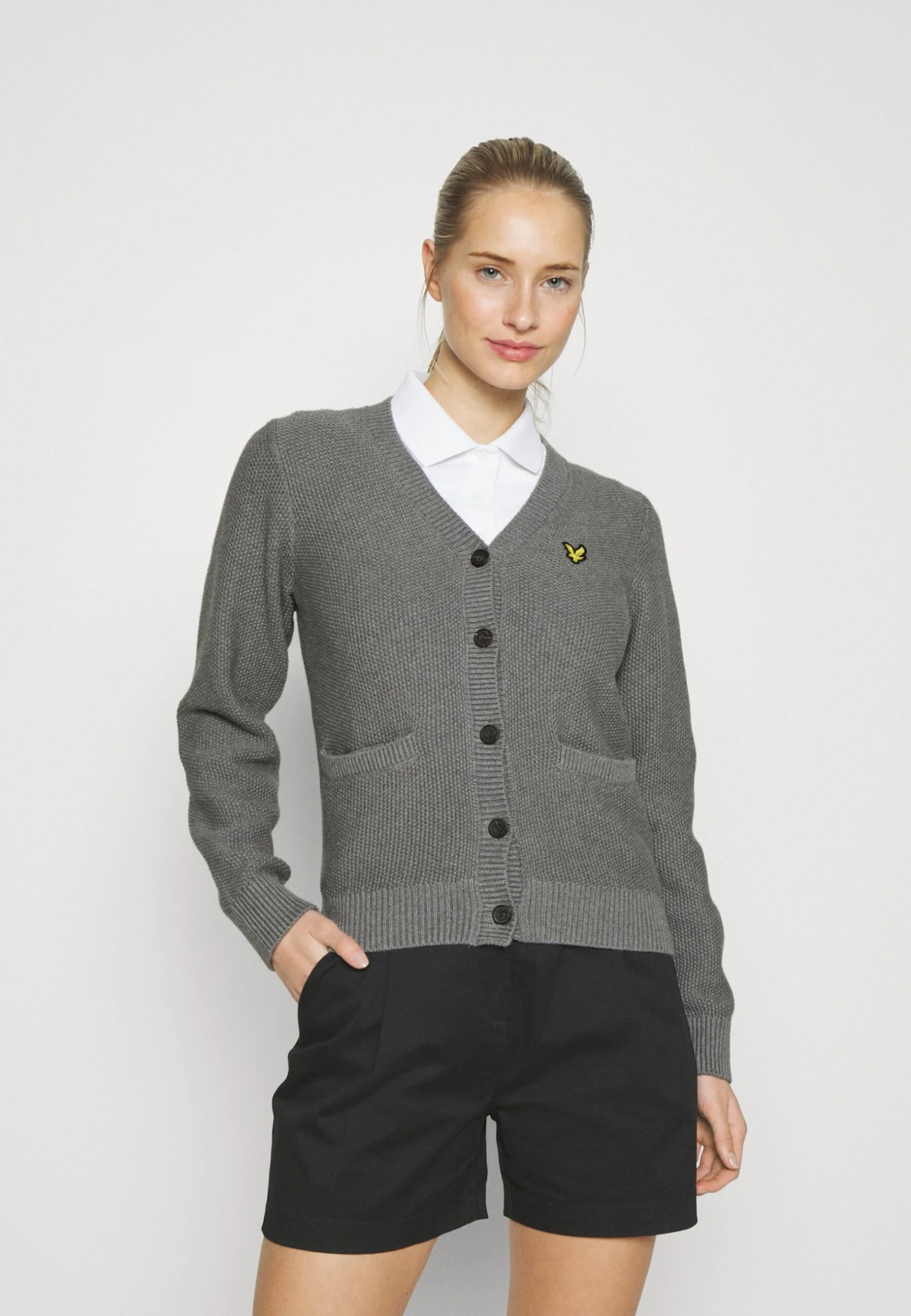 Lyle & Scott The Grace Cardigan - Sweater Met Rits - Mid Grey Marl 1 Lyle & Scott The Grace Cardigan - Sweater Met Rits - Mid Grey Marl
