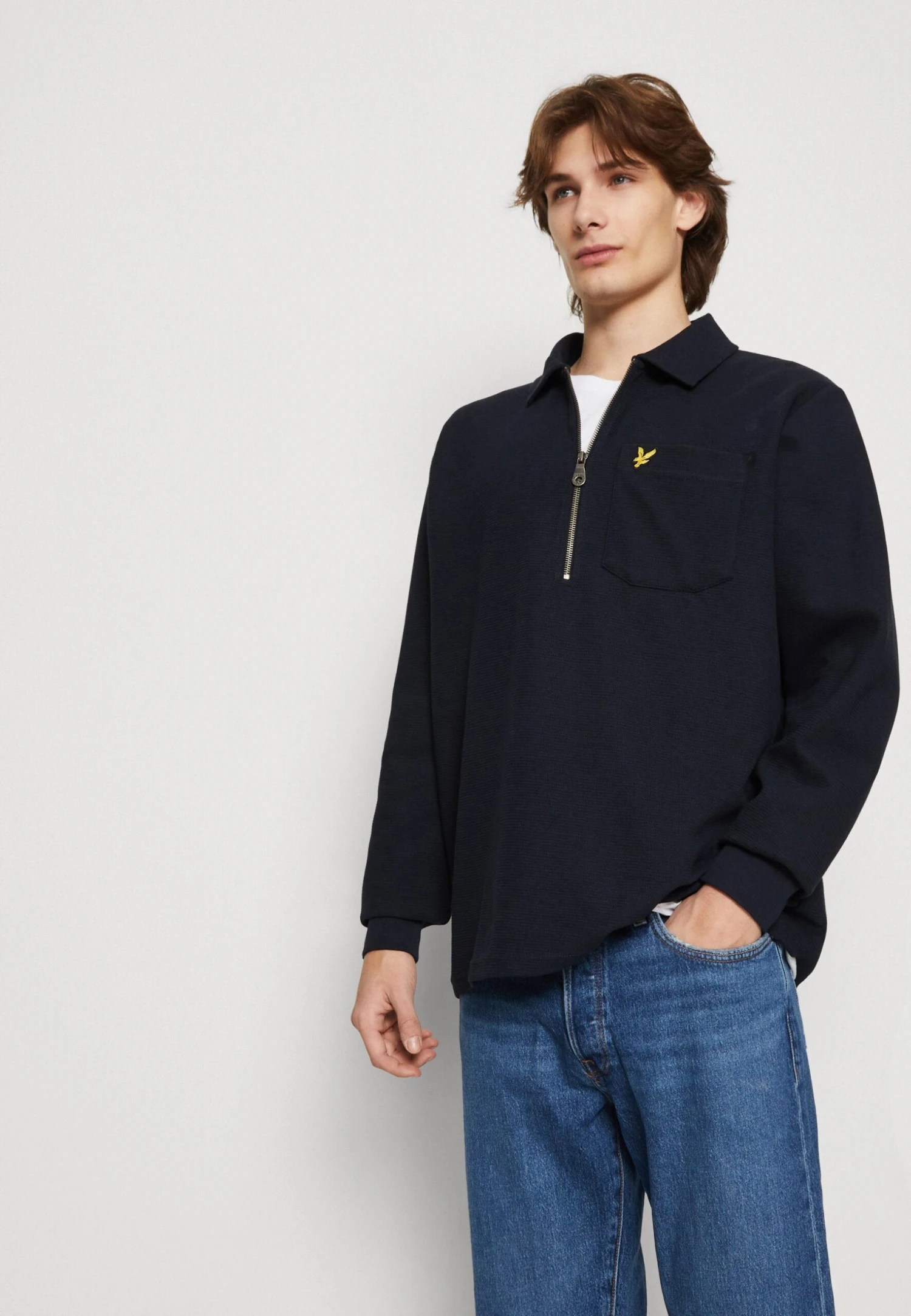 Lyle & Scott Crest Textured Quarter Zip - Poloshirt - Dark Navy 4 Lyle & Scott Crest Textured Quarter Zip - Poloshirt - Dark Navy - Afbeelding 4