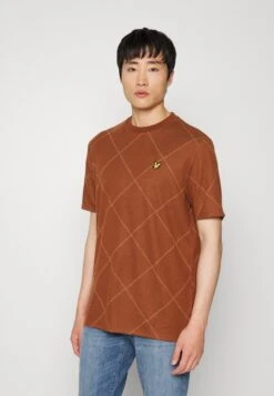 Lyle & Scott Brushed Argyle - T-Shirt Print - Rust