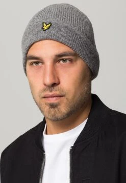 Lyle & Scott Racked Beanie Unisex - Muts - Mid Grey Melange