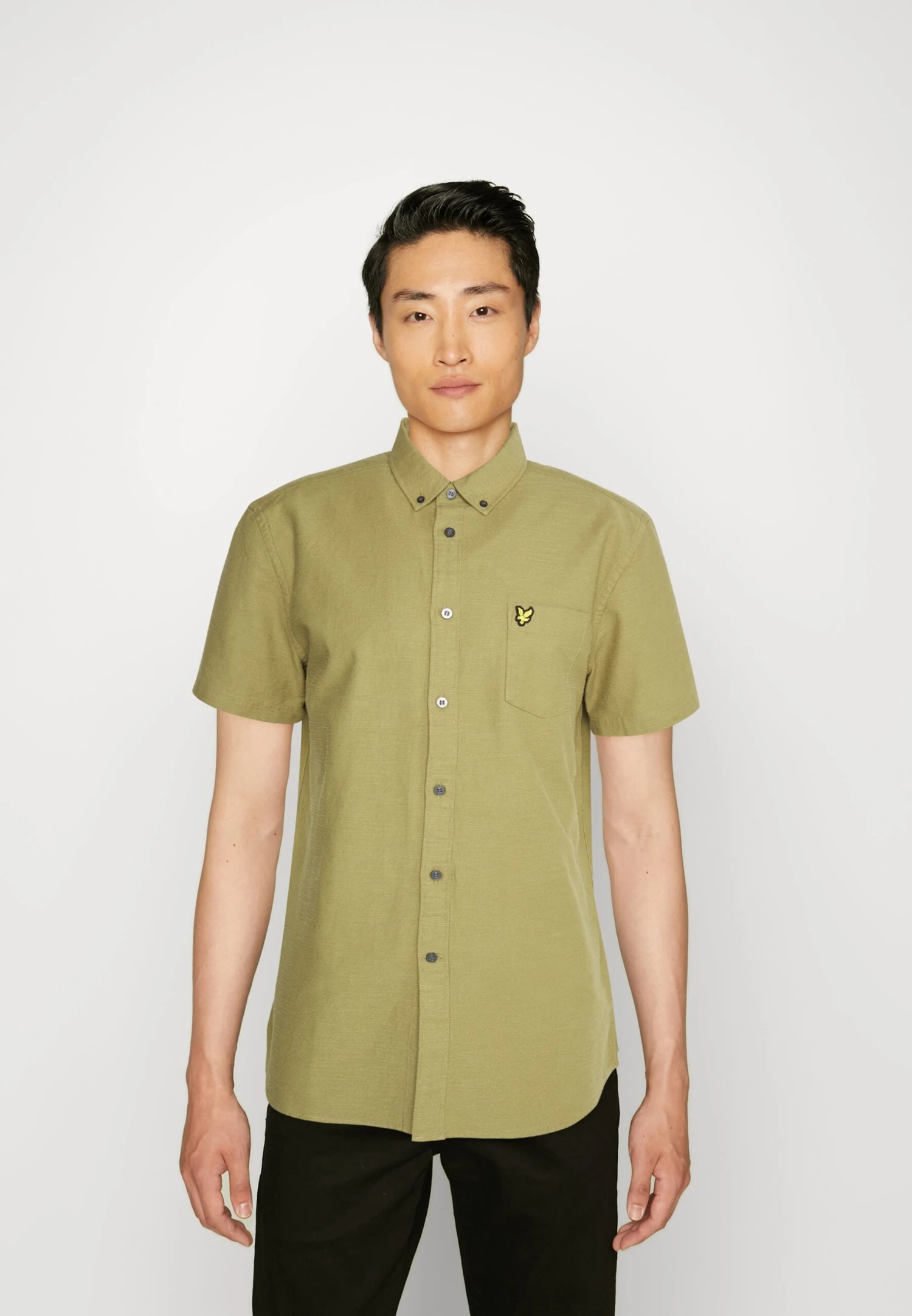 Lyle & Scott Slub Short Sleeve - Overhemd - Seaweed 1 Lyle & Scott Slub Short Sleeve - Overhemd - Seaweed